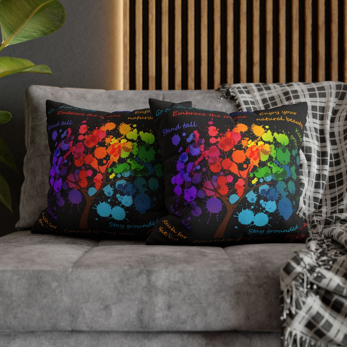 Tree Of Life Black - Accent Square Pillowcase - Various Sizes