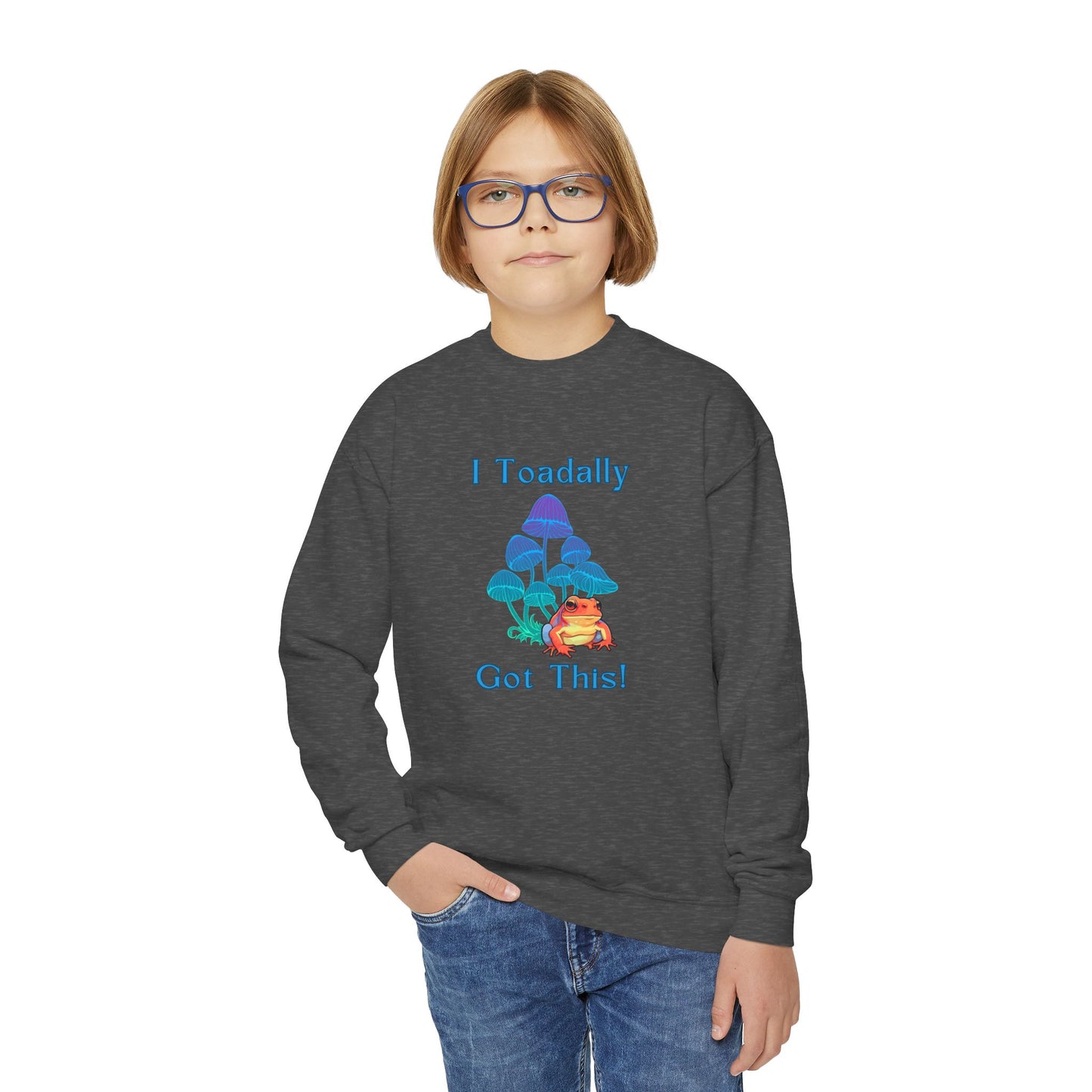 Toadally Got This - Youth Crewneck Sweatshirt - Bright Uplifting Print