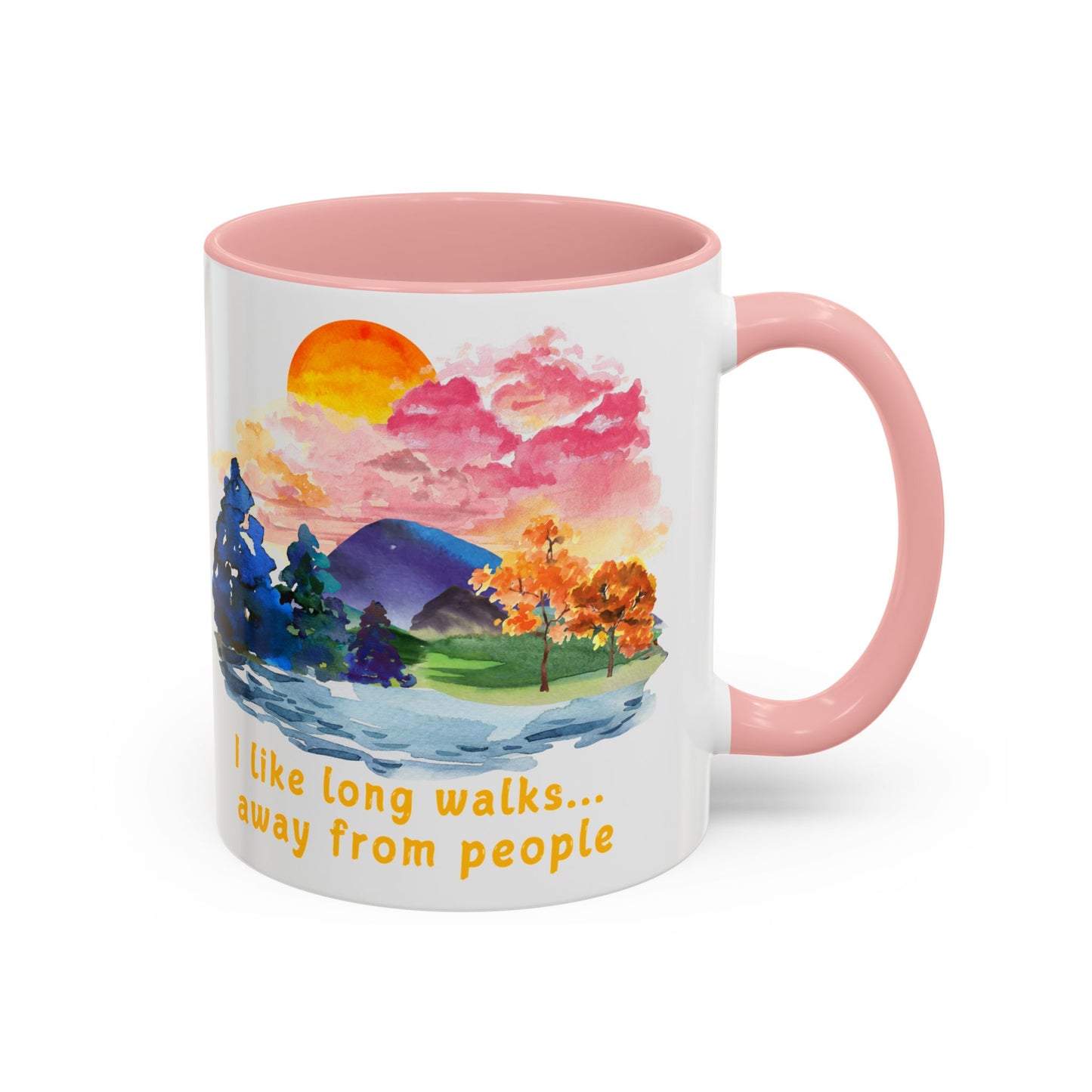 Long Walks Away From People - Accent Coffee Mug (11, 15oz)