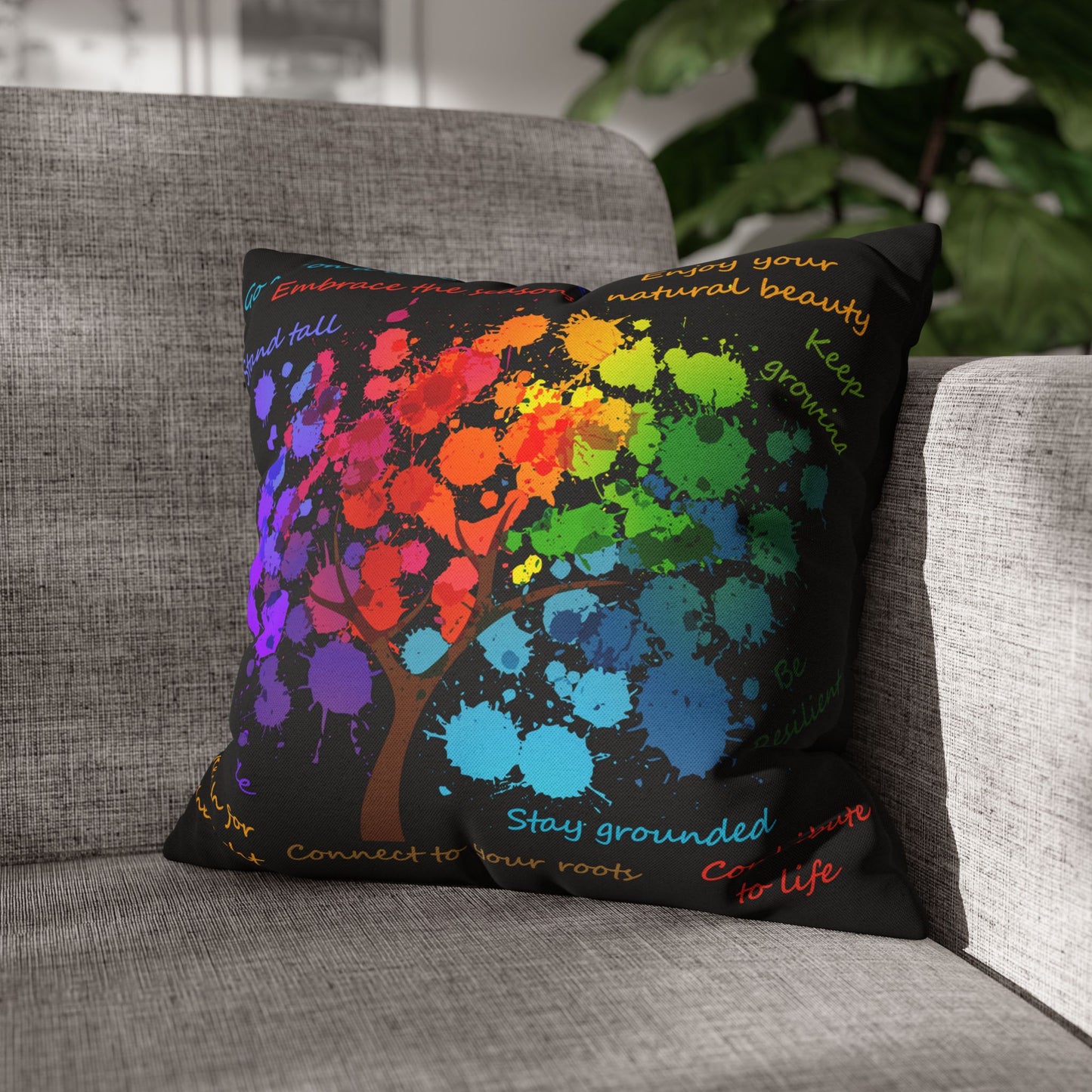 Tree Of Life Black - Accent Square Pillowcase - Various Sizes