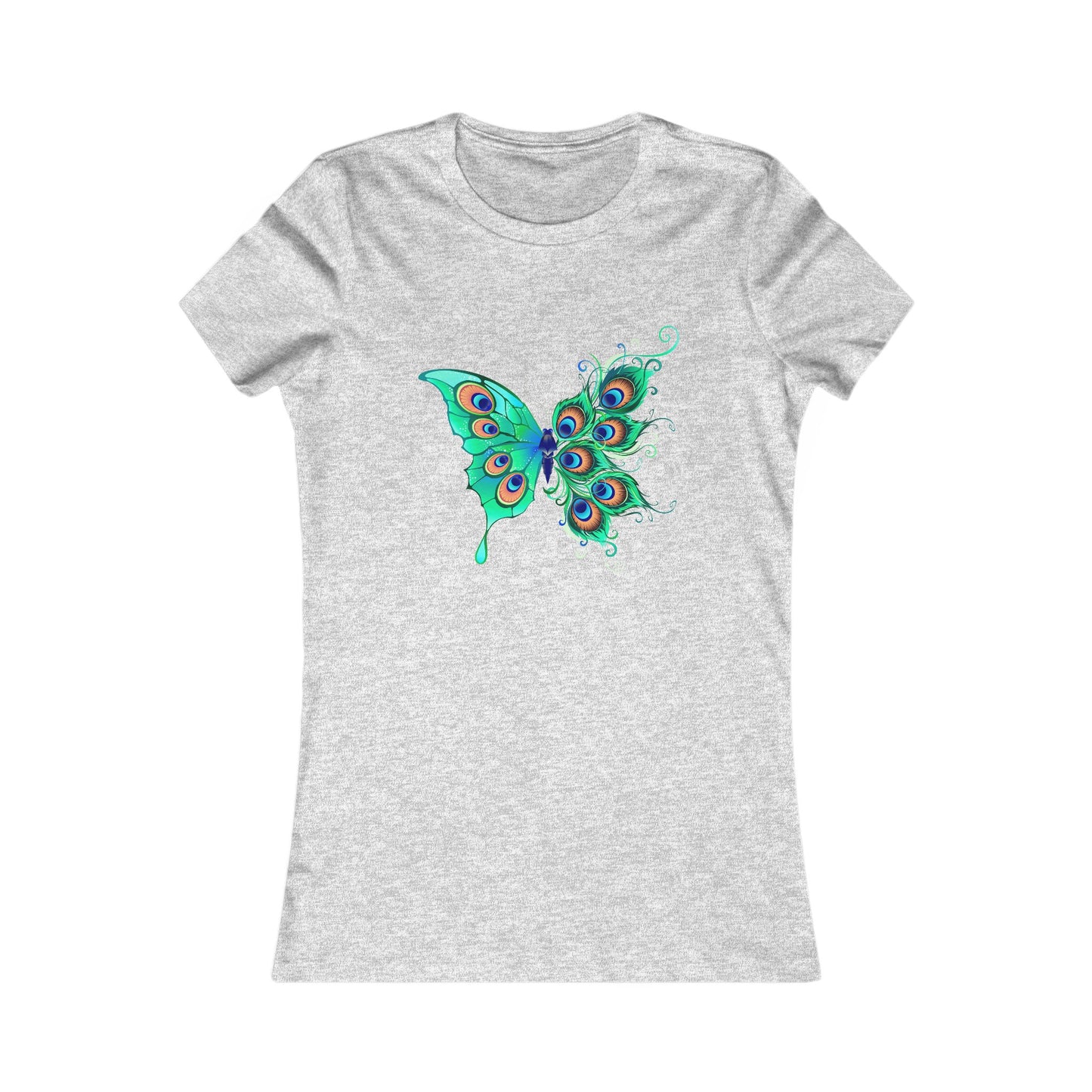 Peacock Themed Butterfly Women's Tee - Beautiful and Vibrant