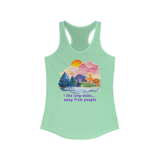 Long Walks Away From People - Racerback Tank