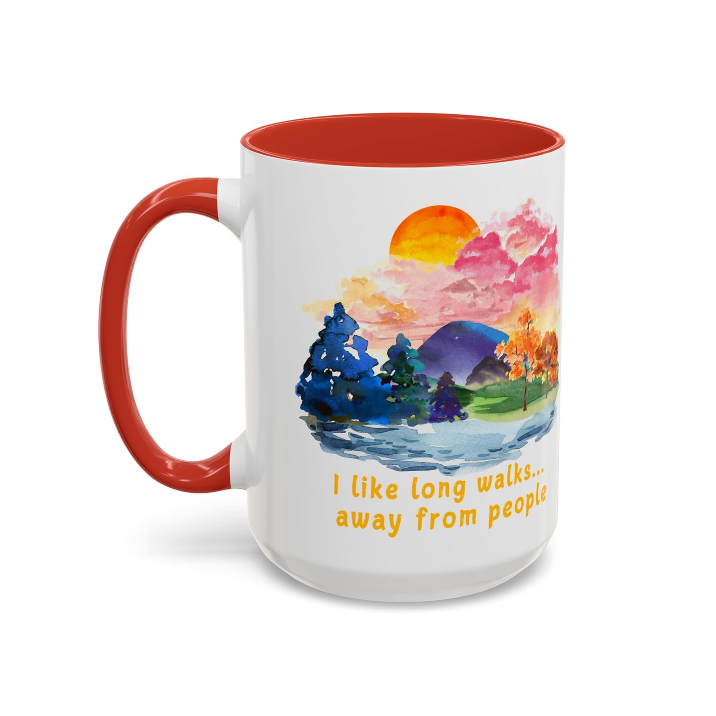 Long Walks Away From People - Accent Coffee Mug (11, 15oz)