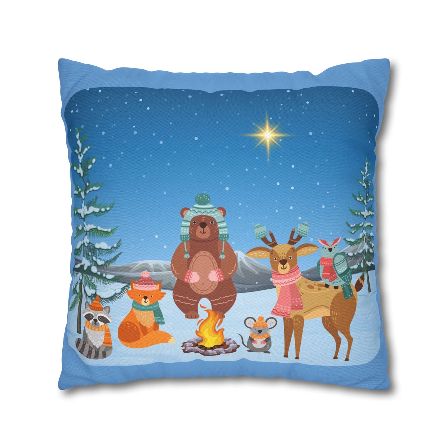 Winter Animal Party - Square Pillowcase - Various Sizes