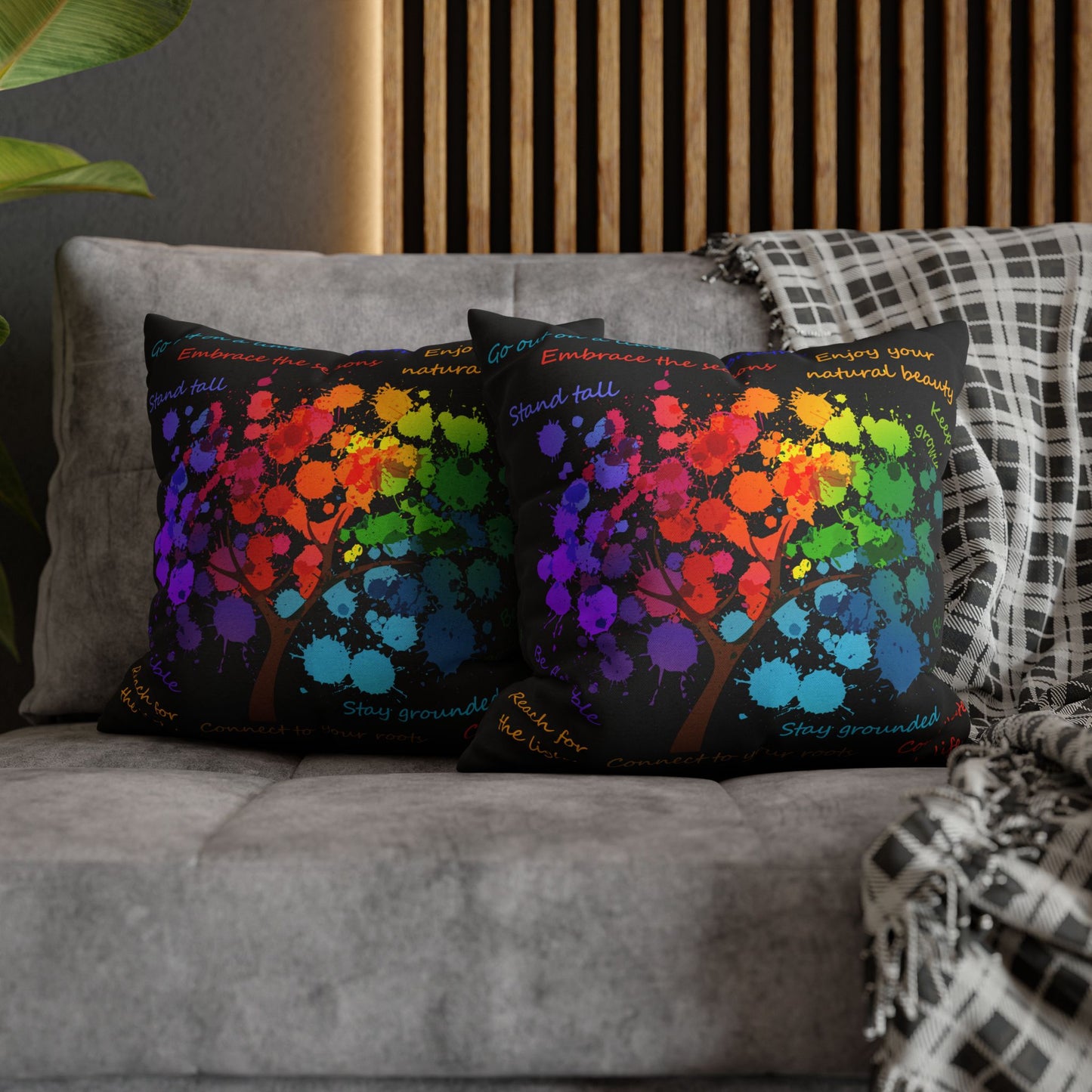 Tree Of Life Black - Accent Square Pillowcase - Various Sizes