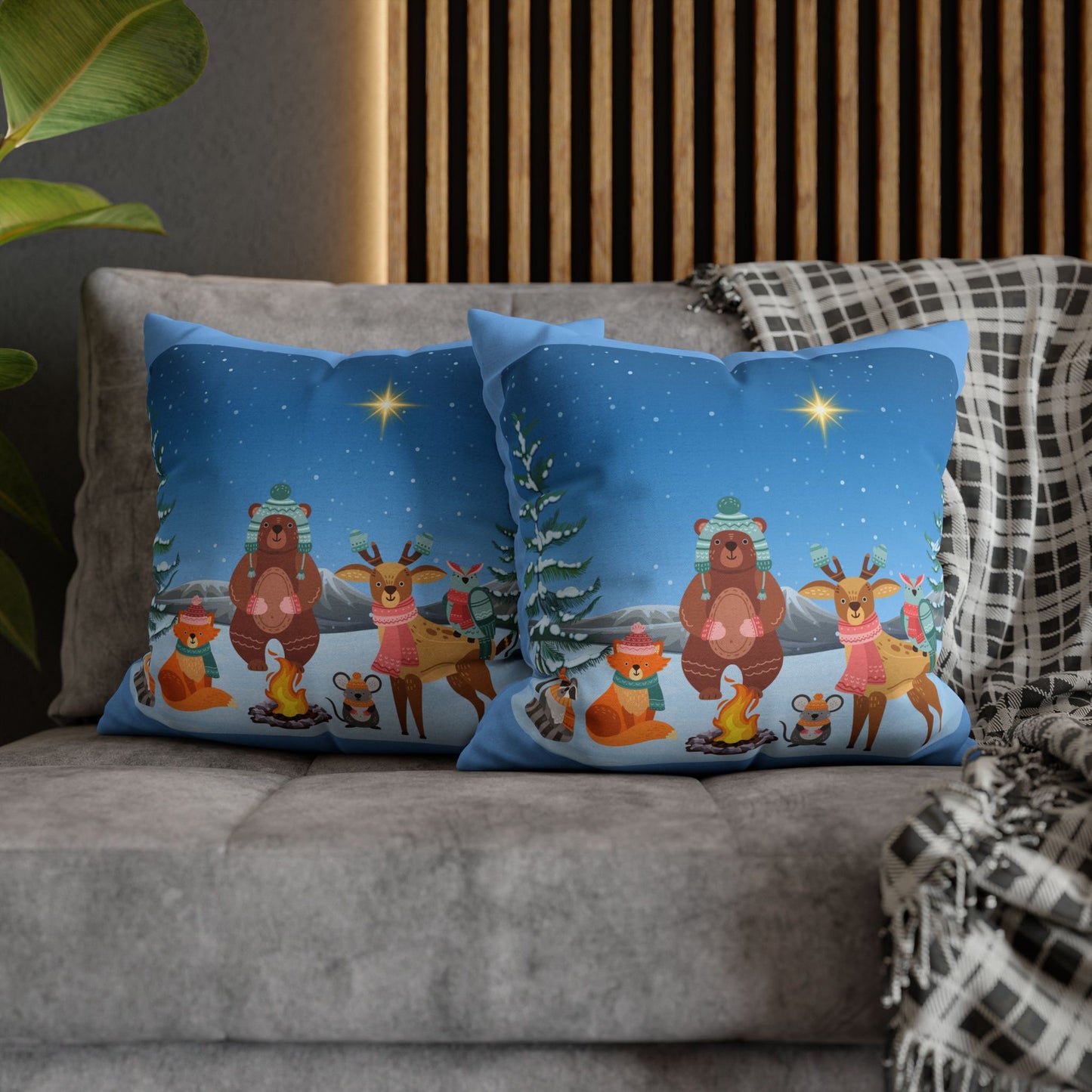 Winter Animal Party - Square Pillowcase - Various Sizes