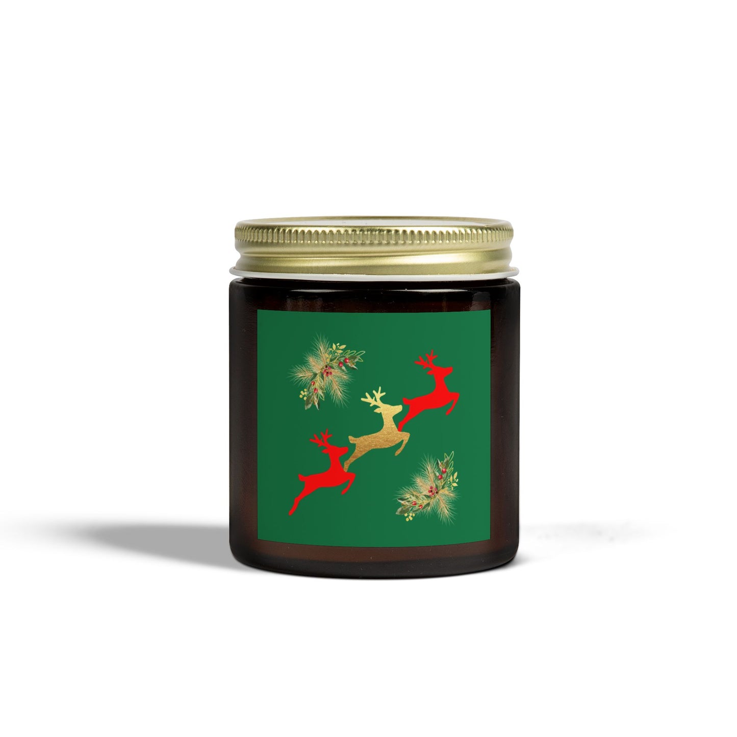 Reindeer Fun Green - Scented Candles, Coconut Apricot Wax (4oz, 9oz)