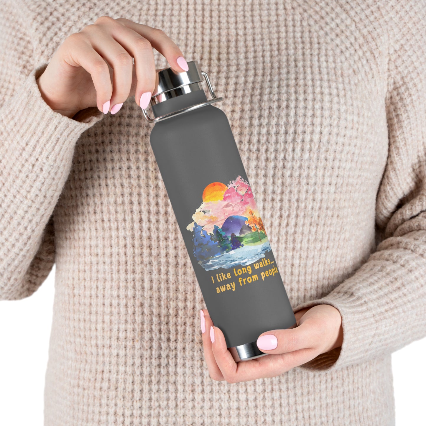 Long Walks Away From People - Copper Vacuum Insulated Bottle, 22oz