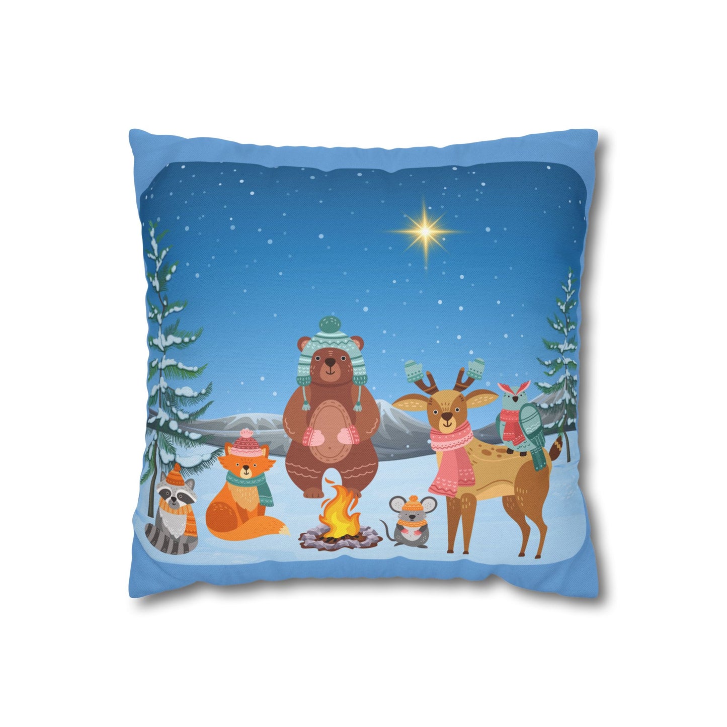 Winter Animal Party - Square Pillowcase - Various Sizes