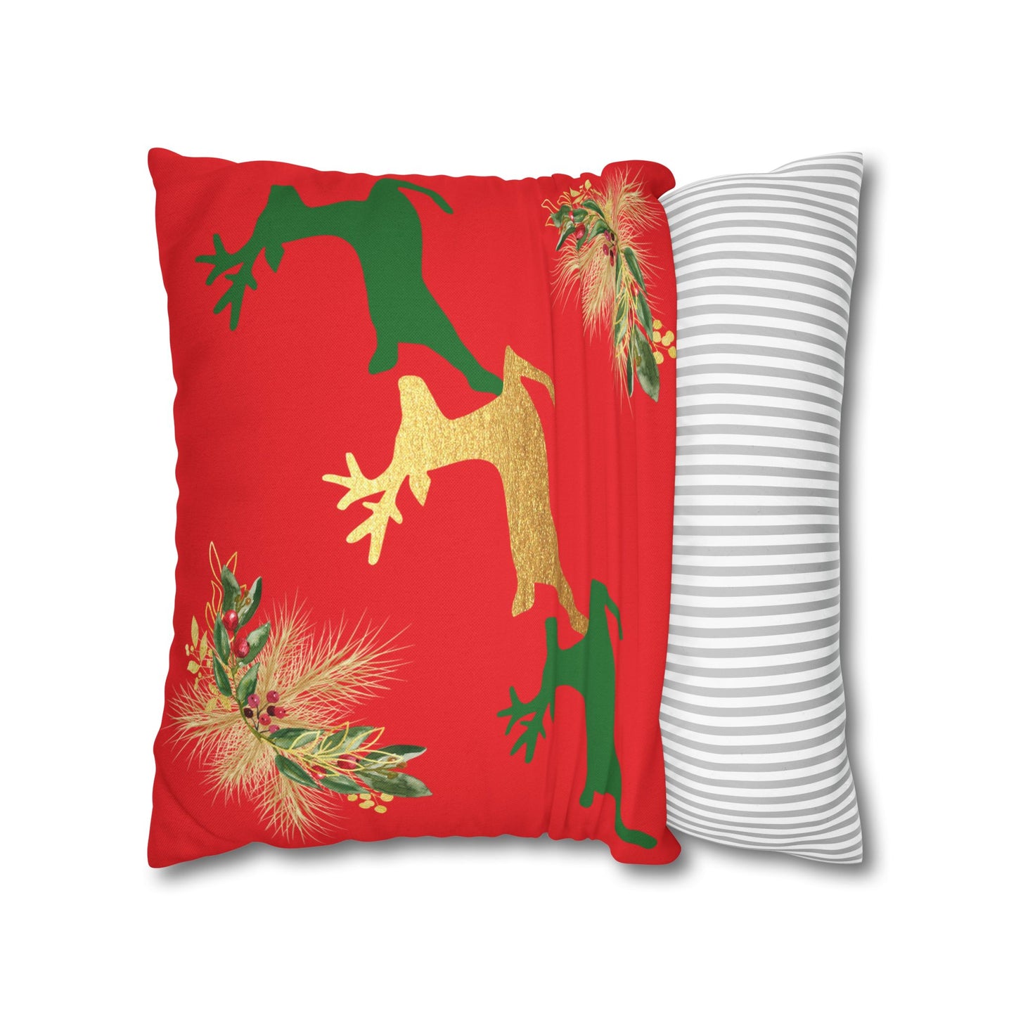 Reindeer Fun Green - Square Pillowcase - Various Sizes