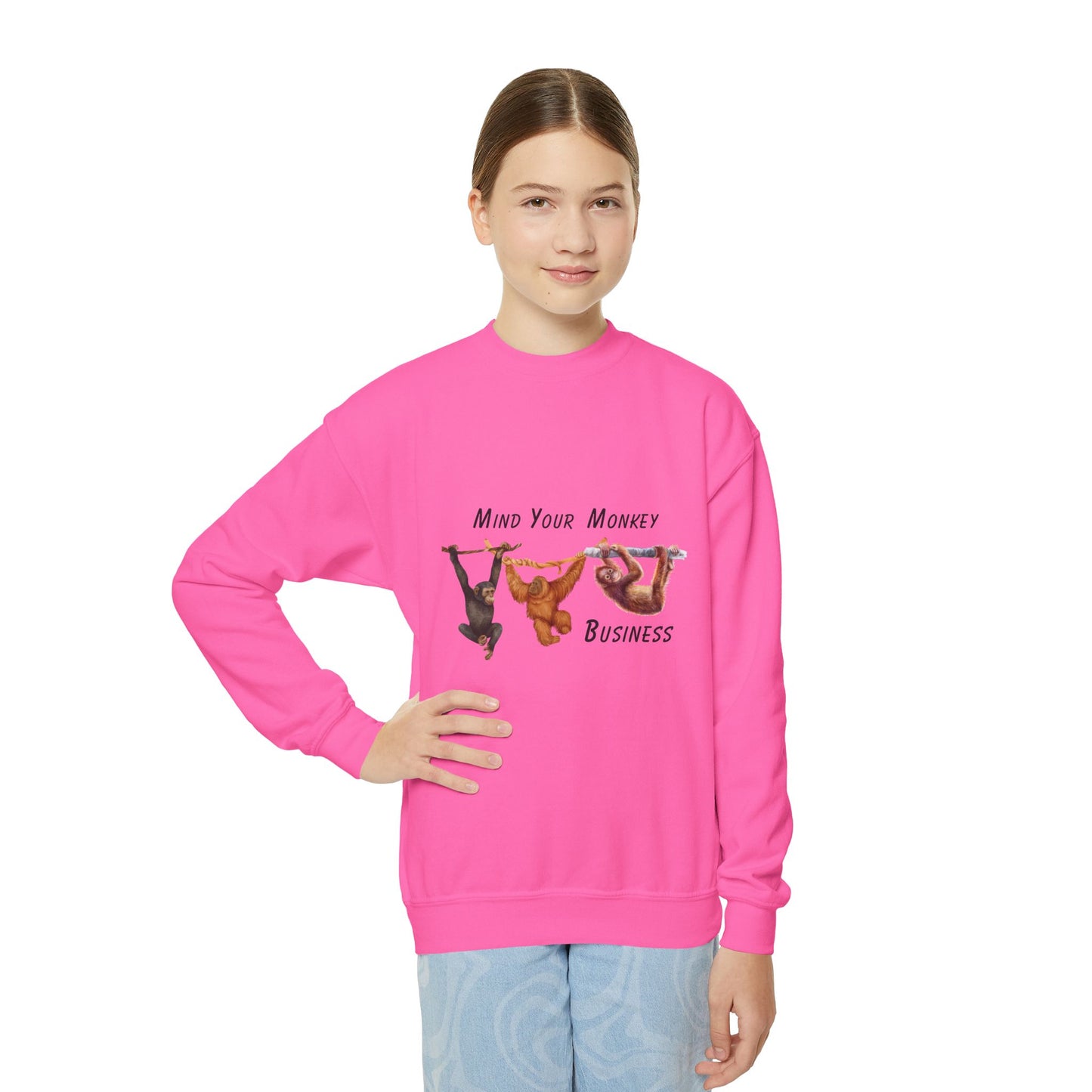 Mind Your Monkey Business - Youth Crewneck Sweatshirt