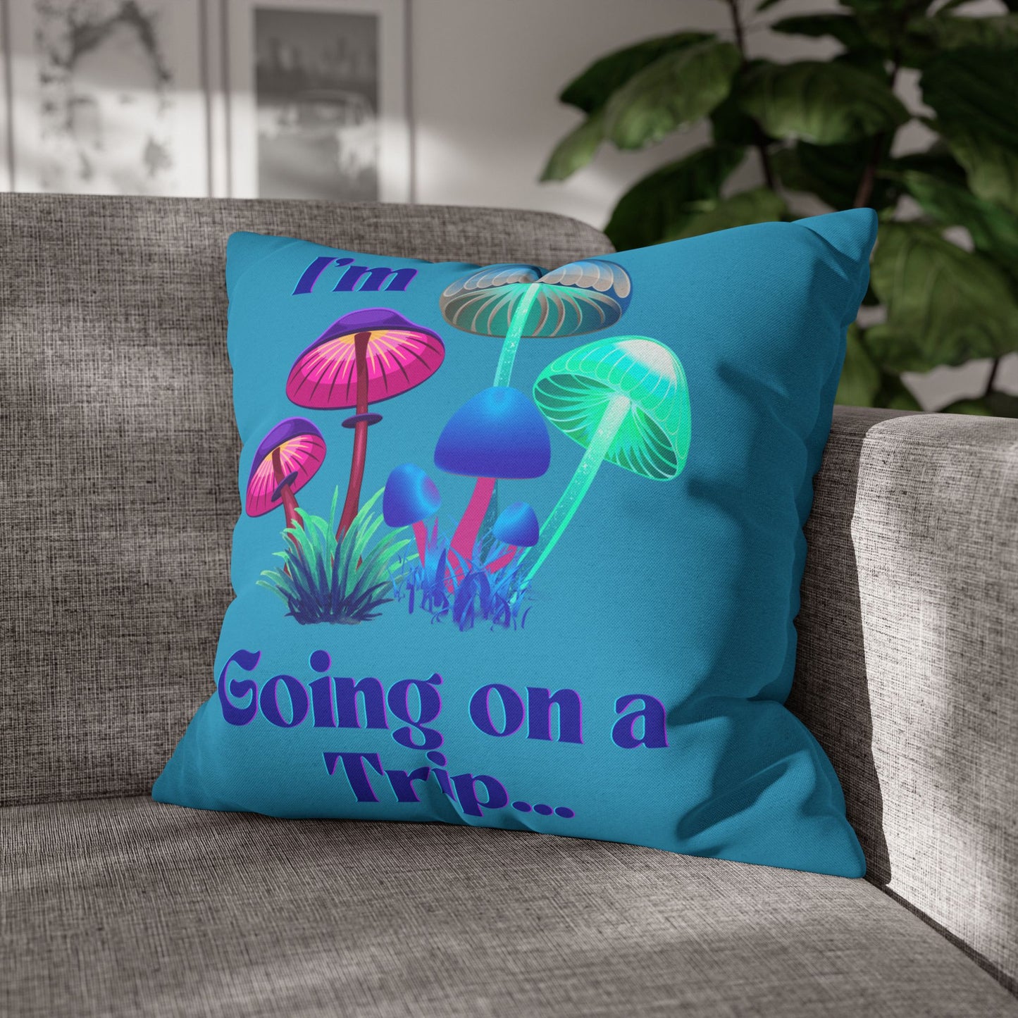 Going on a Trip Blue - Accent Square Pillowcase - Various Sizes