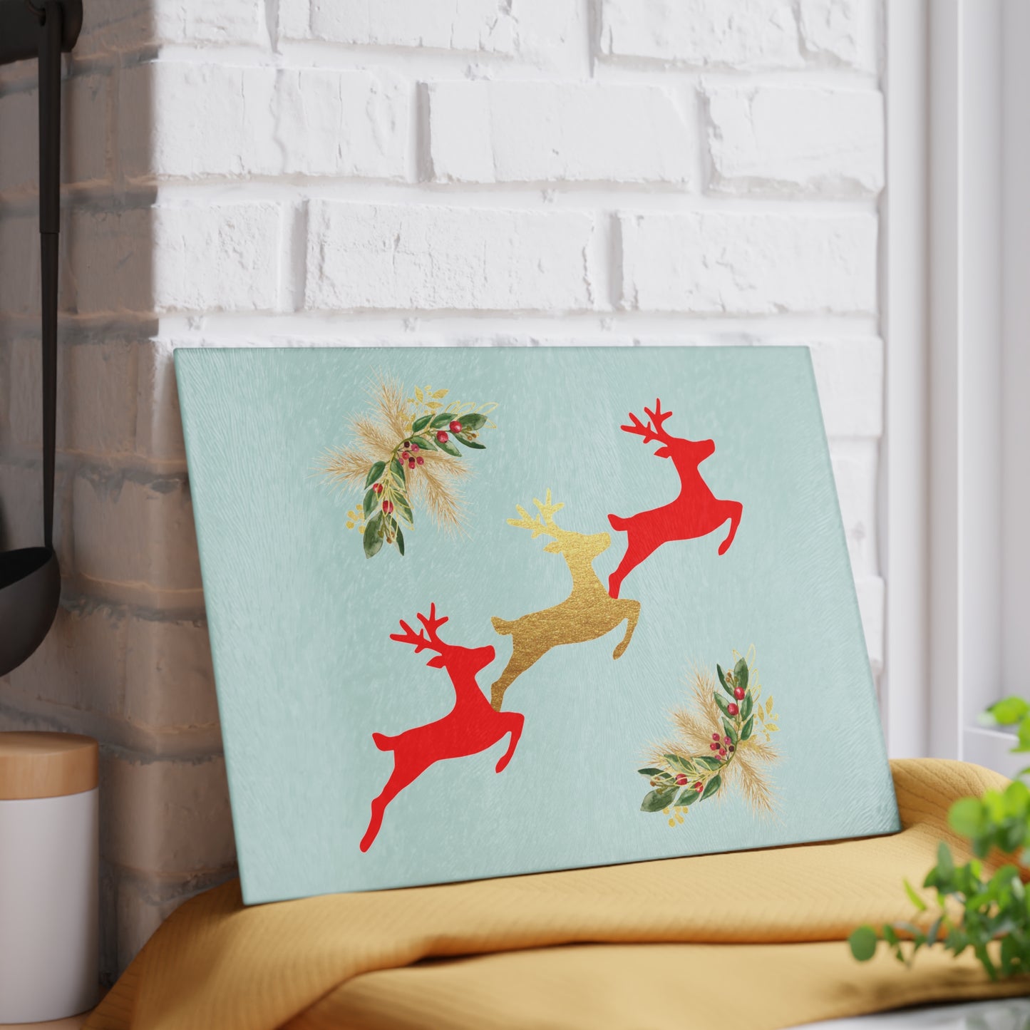 Reindeer Fun - Glass Cutting Board