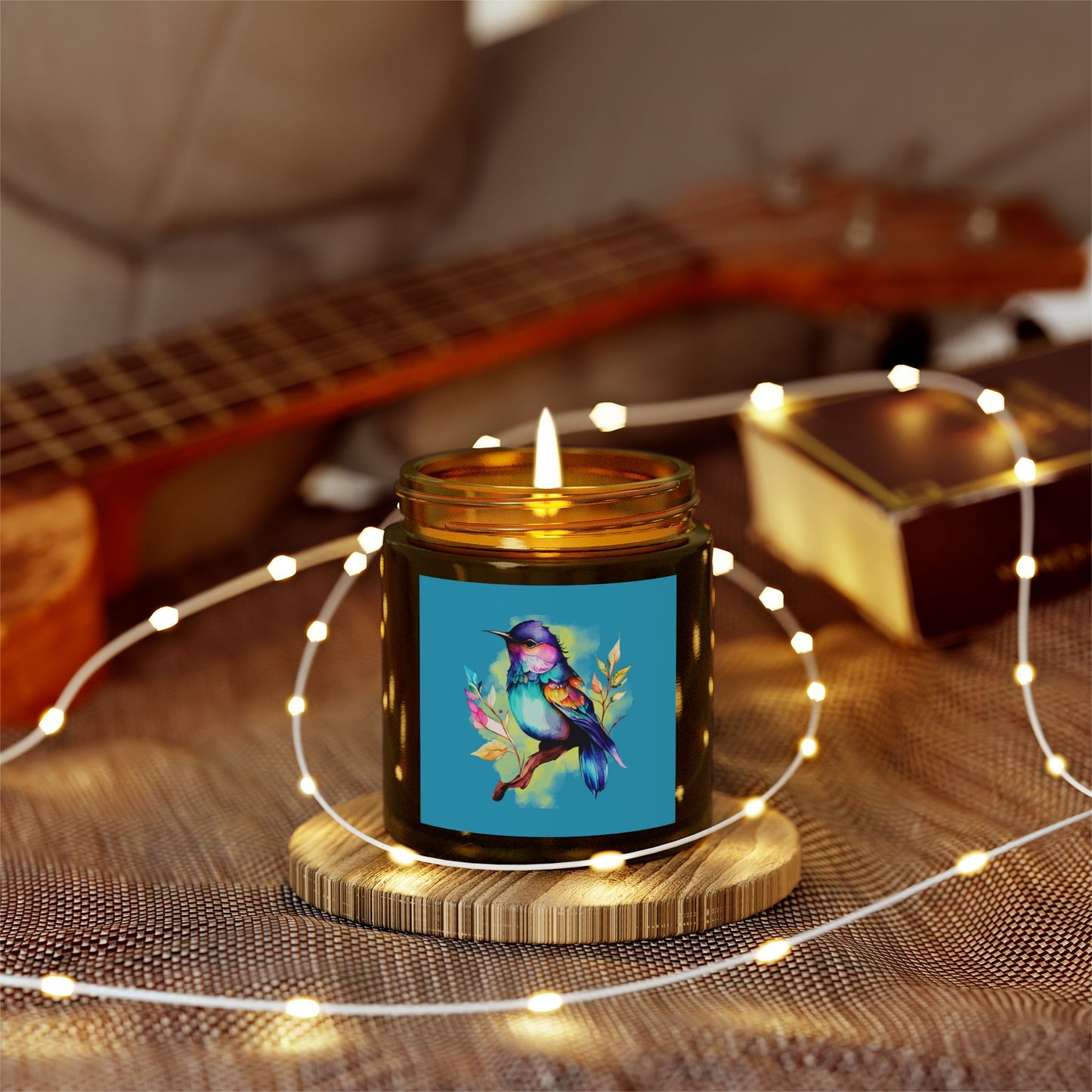 Beautiful Watercolor Bird - Scented Coconut Apricot Candles (4oz, 9oz)