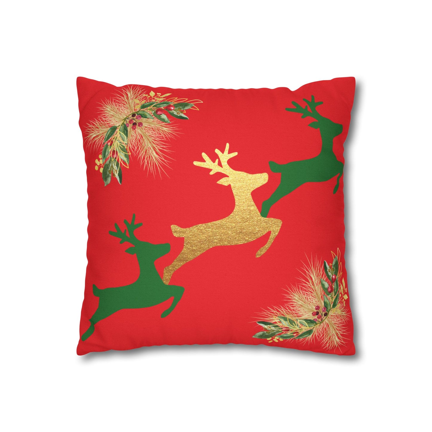 Reindeer Fun Green - Square Pillowcase - Various Sizes