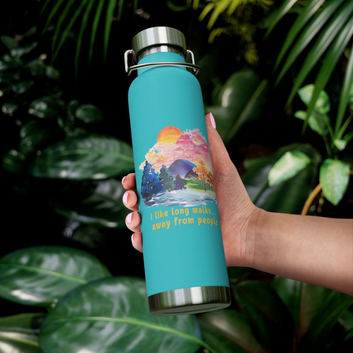 Long Walks Away From People - Copper Vacuum Insulated Bottle, 22oz