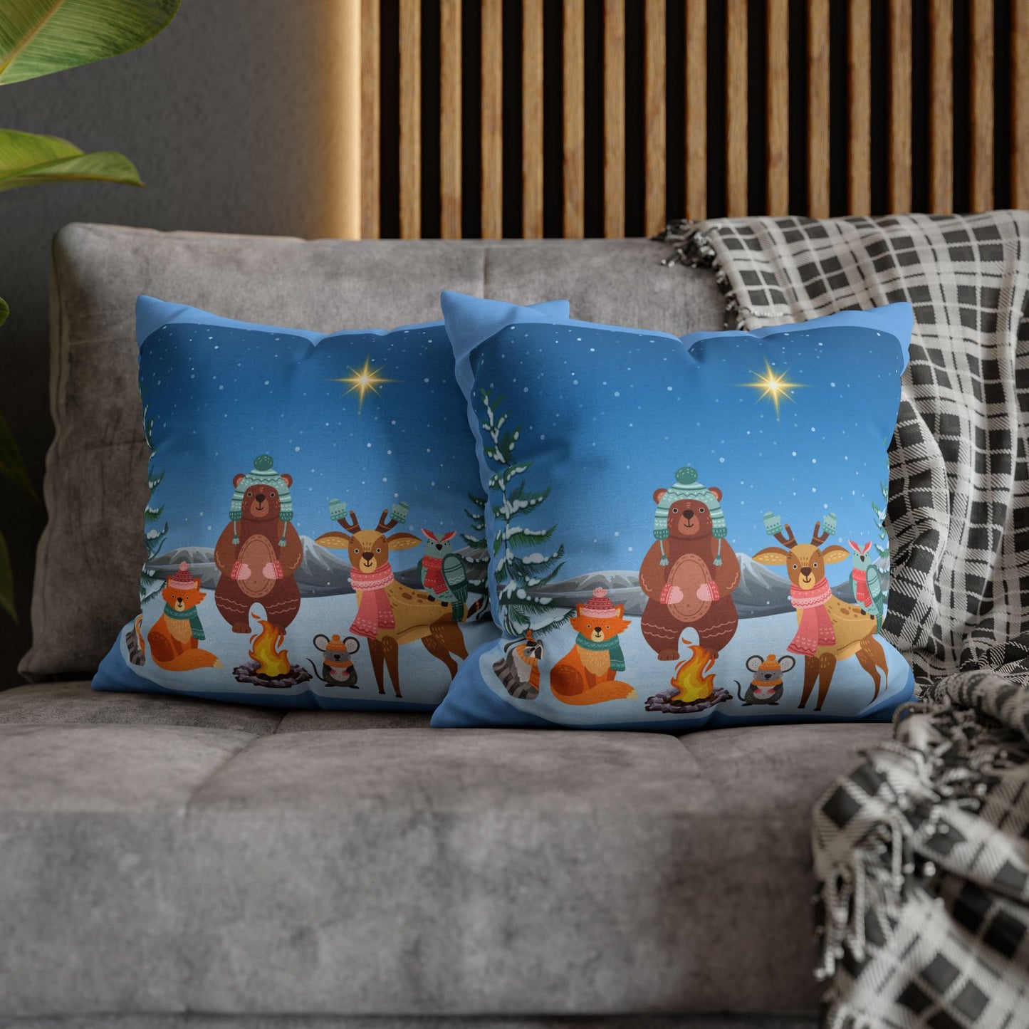 Winter Animal Party - Square Pillowcase - Various Sizes