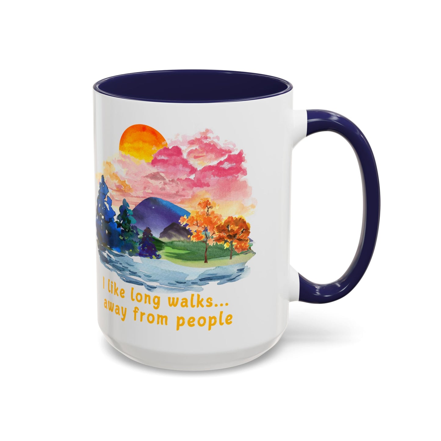 Long Walks Away From People - Accent Coffee Mug (11, 15oz)