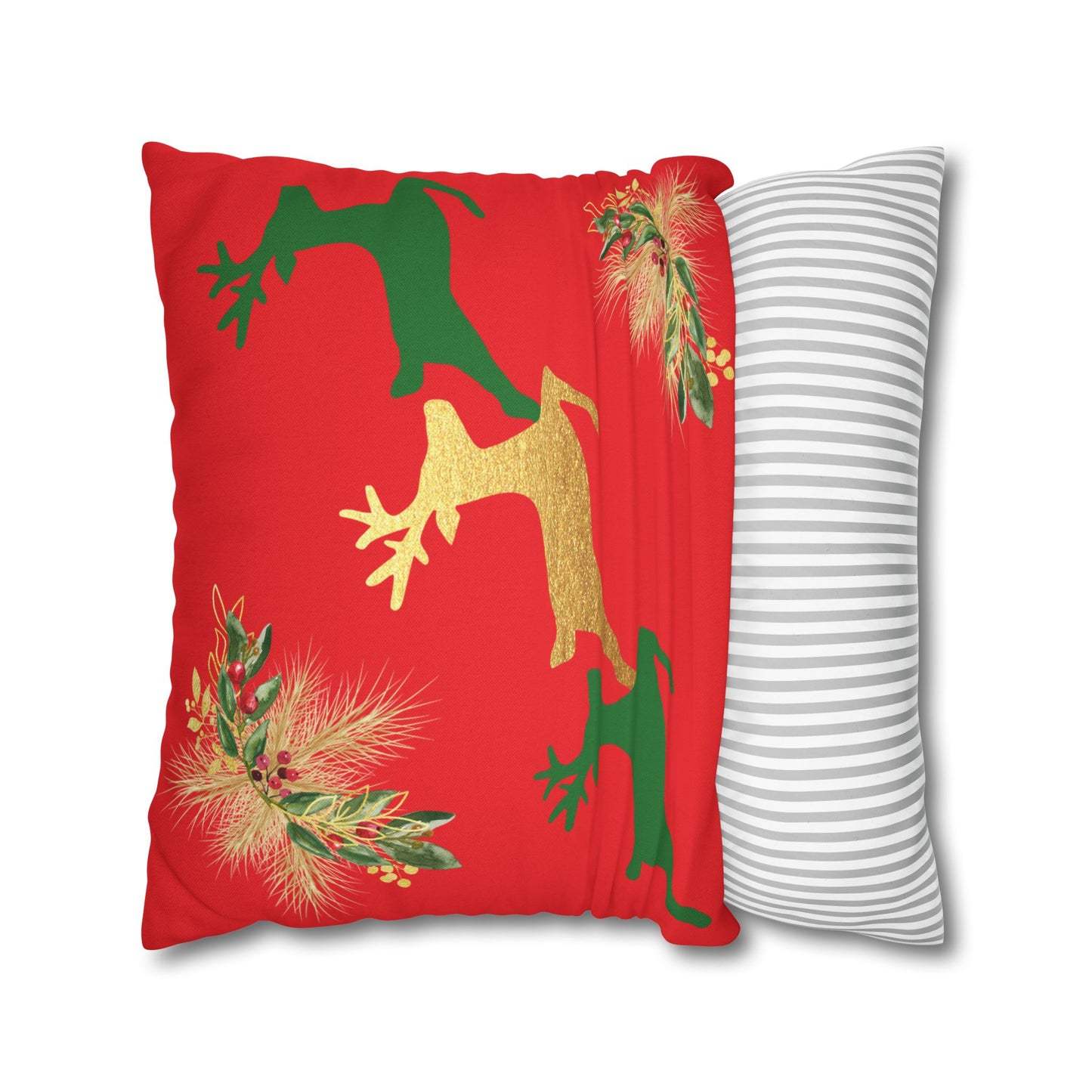 Reindeer Fun Green - Square Pillowcase - Various Sizes