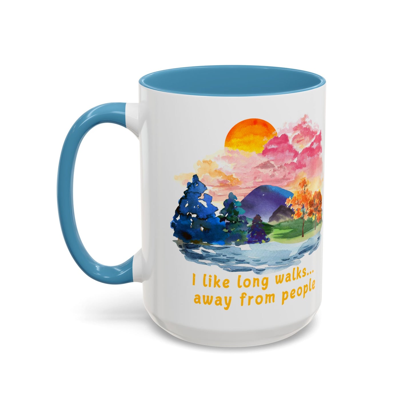 Long Walks Away From People - Accent Coffee Mug (11, 15oz)