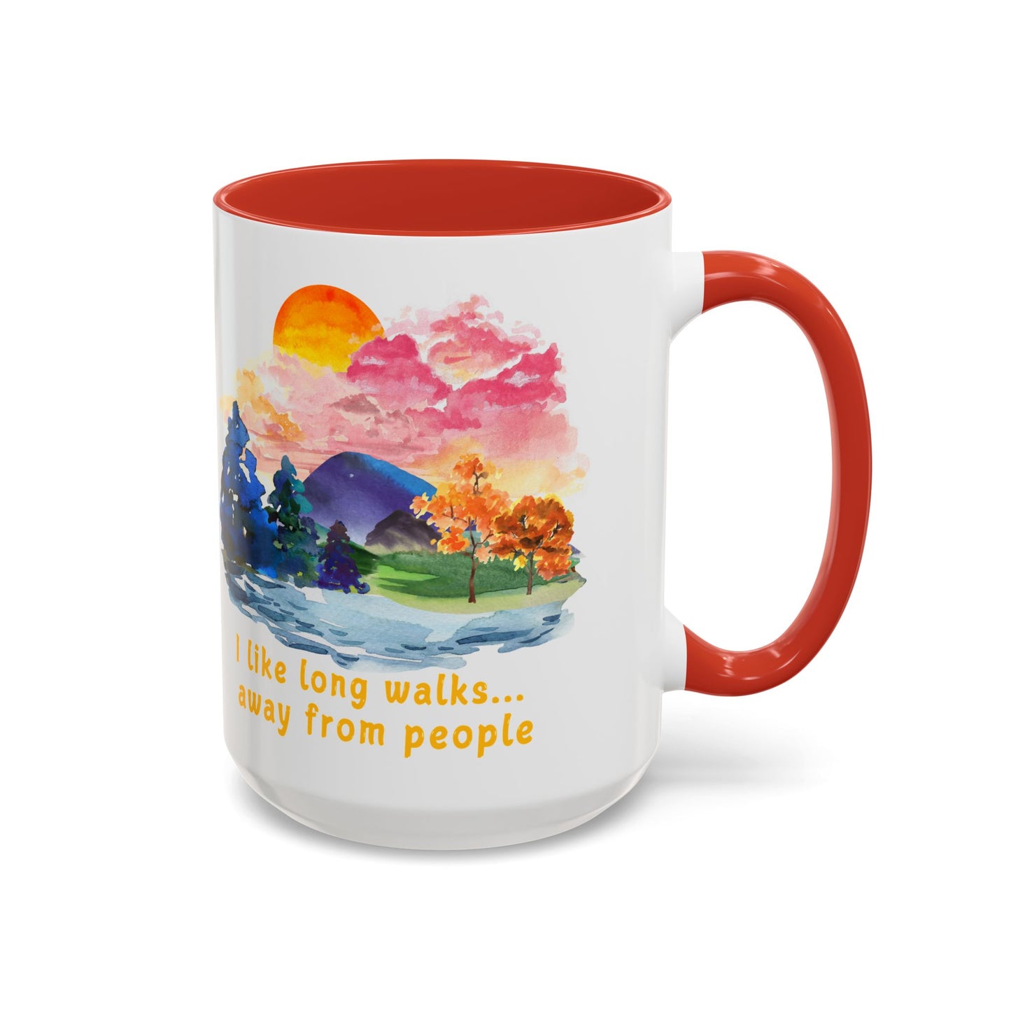 Long Walks Away From People - Accent Coffee Mug (11, 15oz)