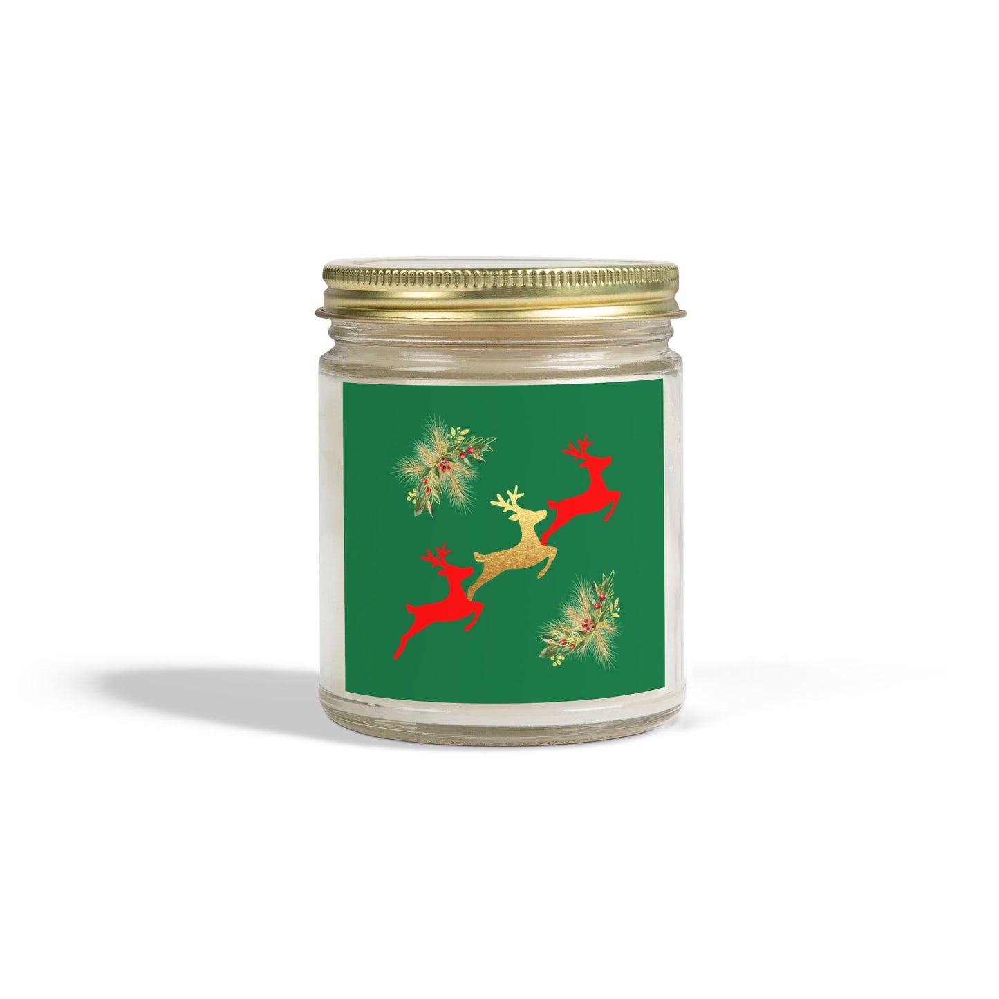 Reindeer Fun Green - Scented Candles, Coconut Apricot Wax (4oz, 9oz)