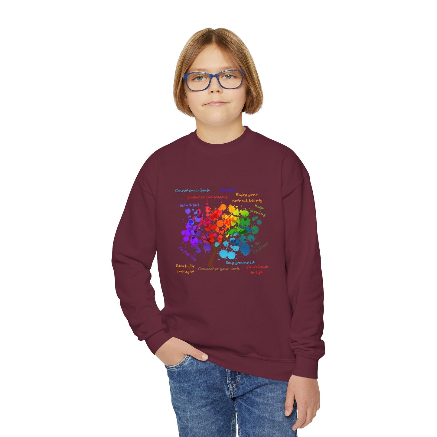 Tree of Life - Youth Crewneck Sweatshirt - Bright Uplifting Print