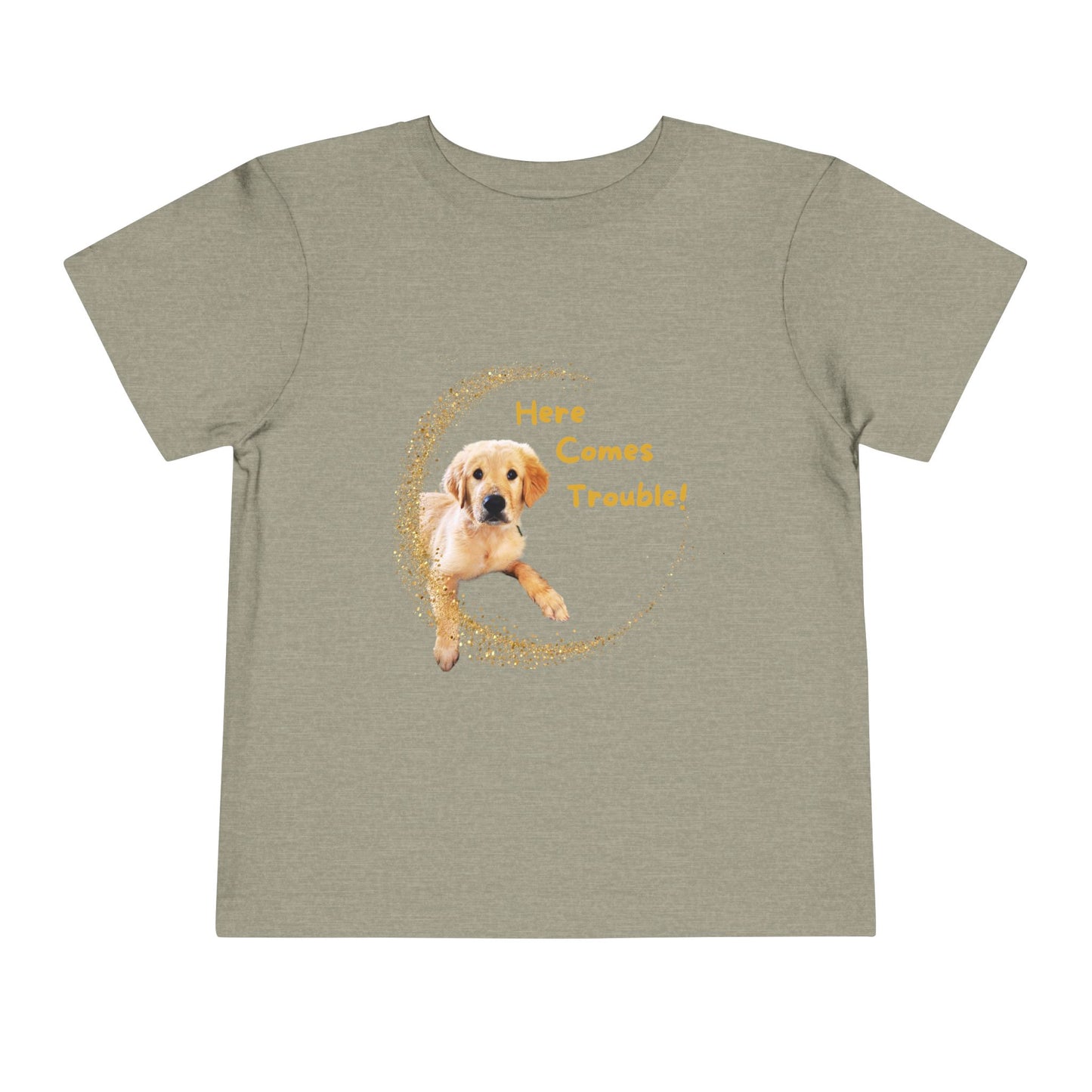 Here Comes Trouble - Toddler Tee - Golden Retriever Puppy