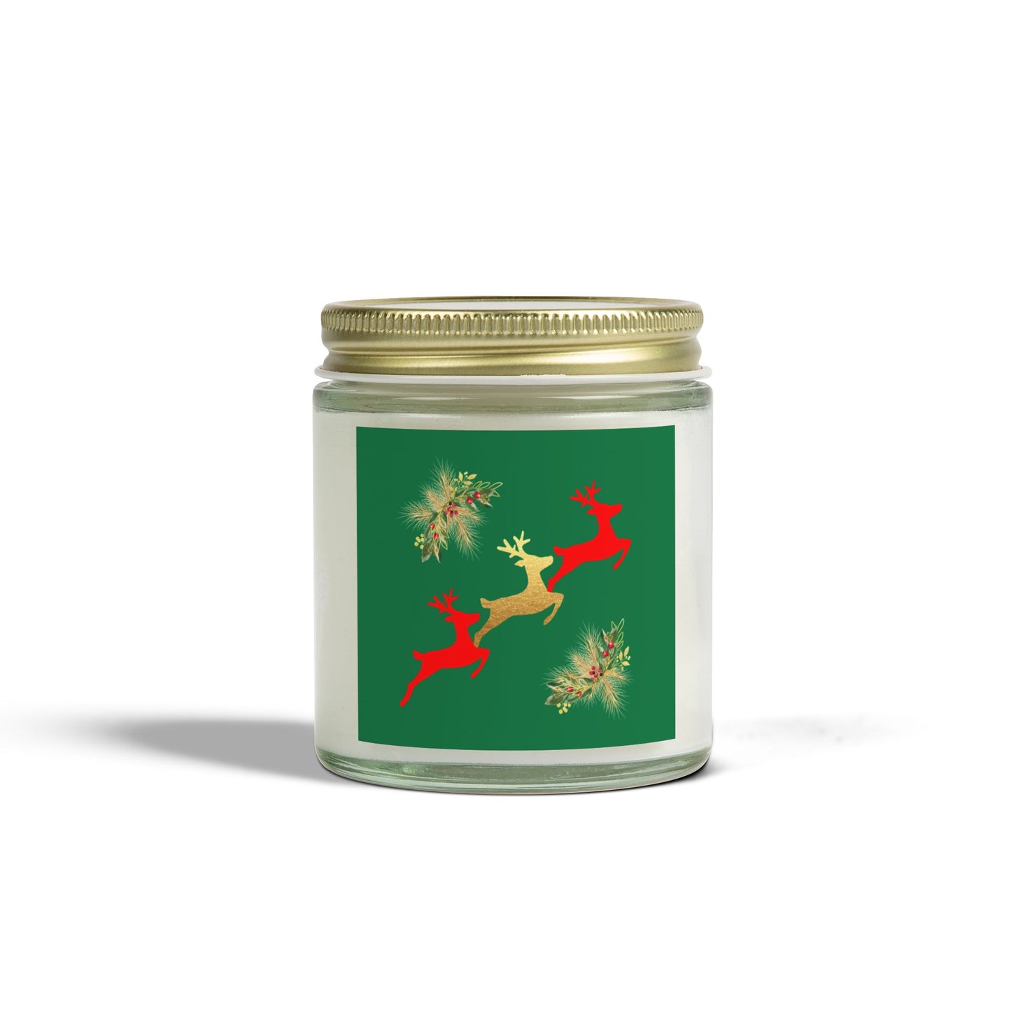 Reindeer Fun Green - Scented Candles, Coconut Apricot Wax (4oz, 9oz)