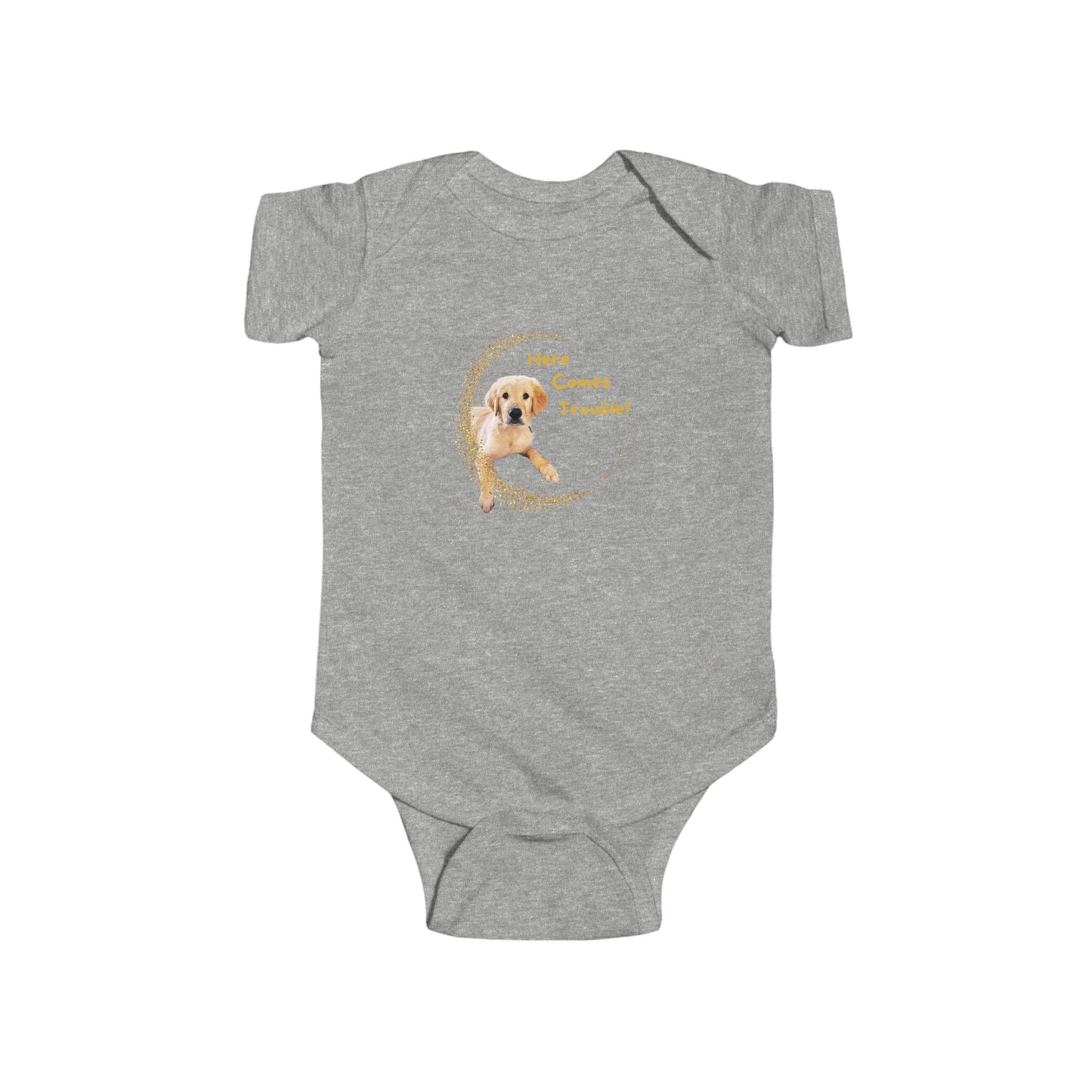 Here Comes Trouble - Infant Fine Jersey Bodysuit - Golden Retriever Puppy