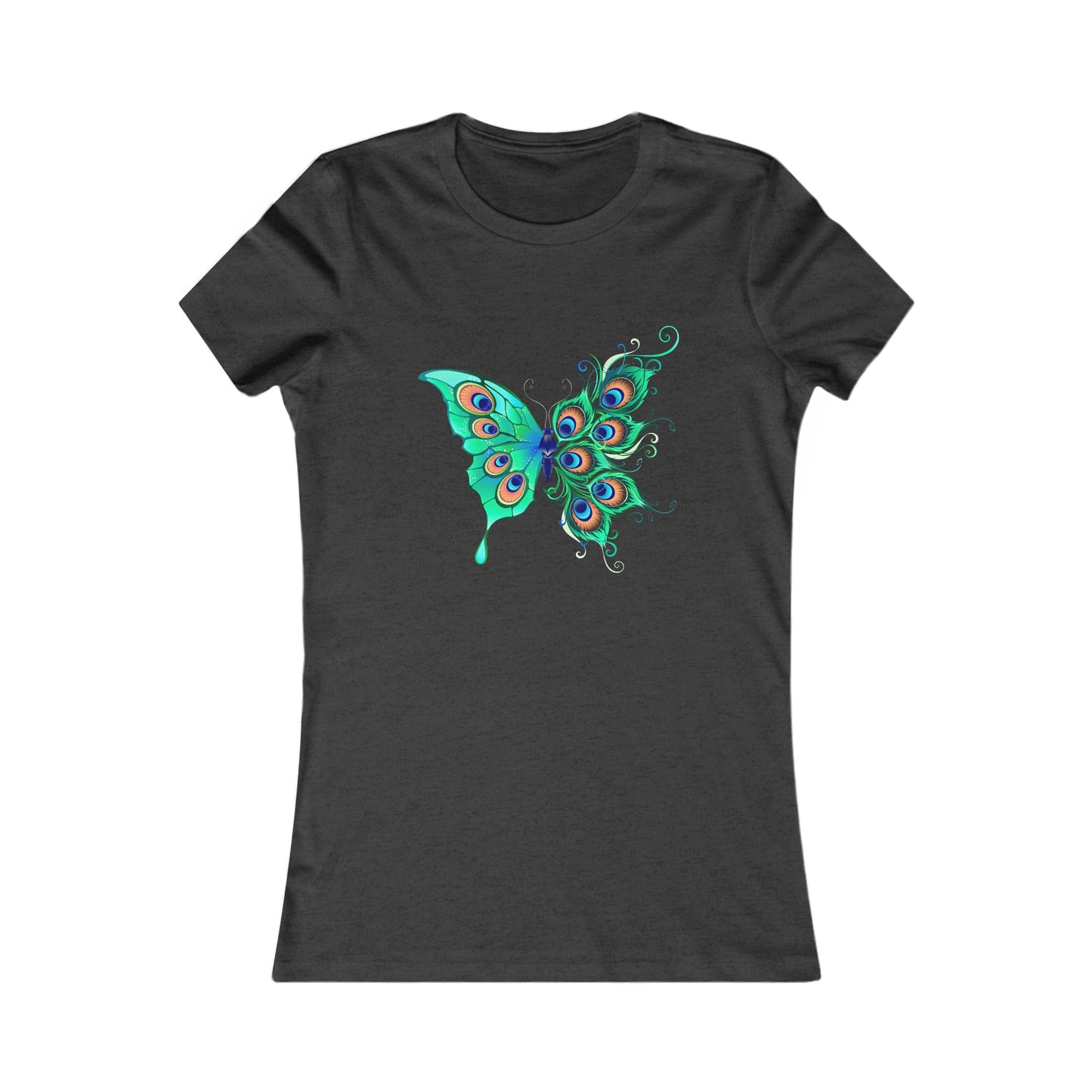 Peacock Themed Butterfly Women's Tee - Beautiful and Vibrant