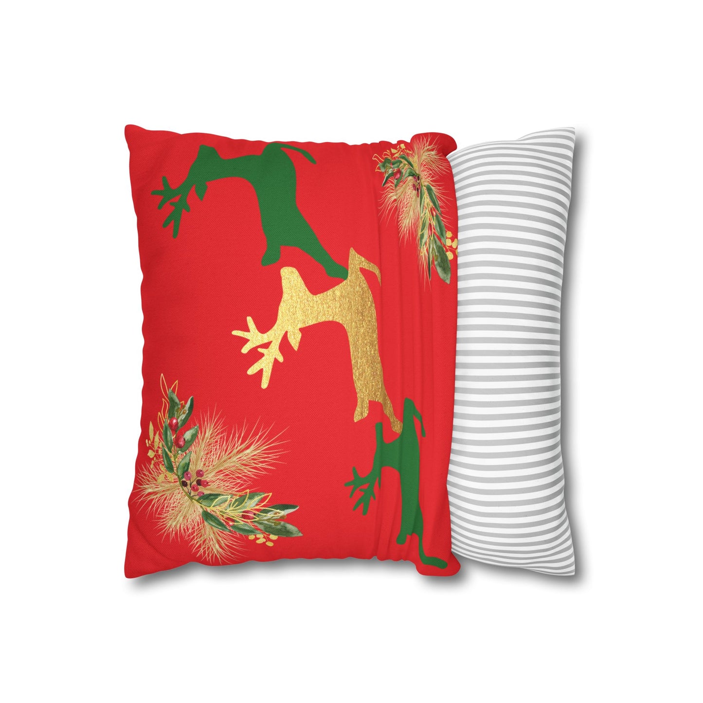 Reindeer Fun Green - Square Pillowcase - Various Sizes