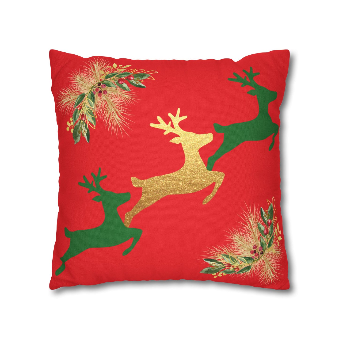 Reindeer Fun Green - Square Pillowcase - Various Sizes