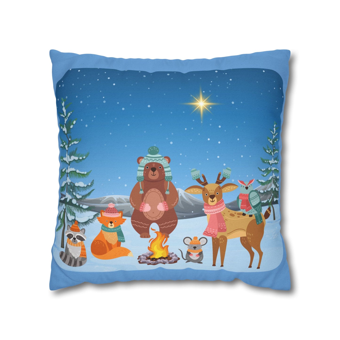 Winter Animal Party - Square Pillowcase - Various Sizes