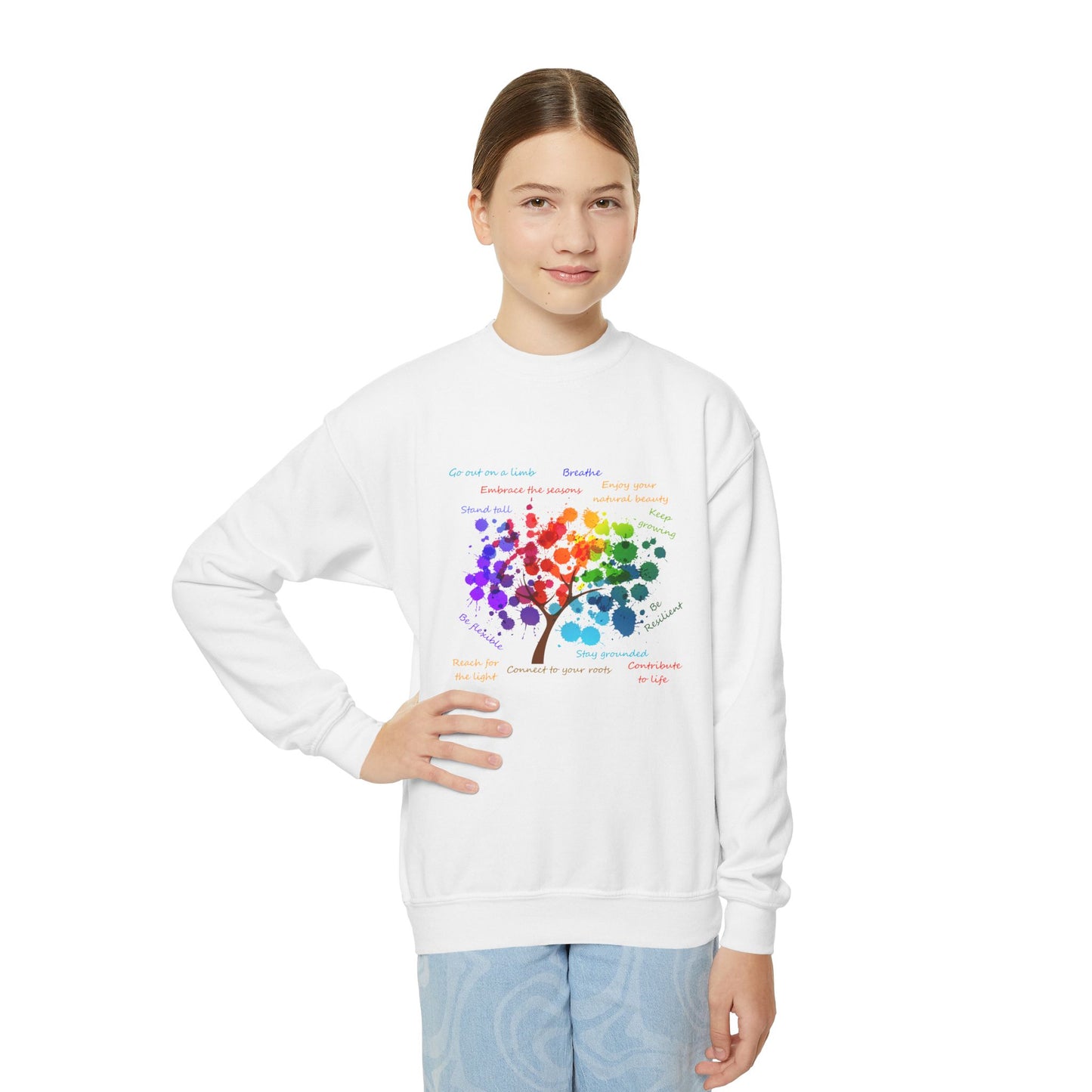 Tree of Life - Youth Crewneck Sweatshirt - Bright Uplifting Print