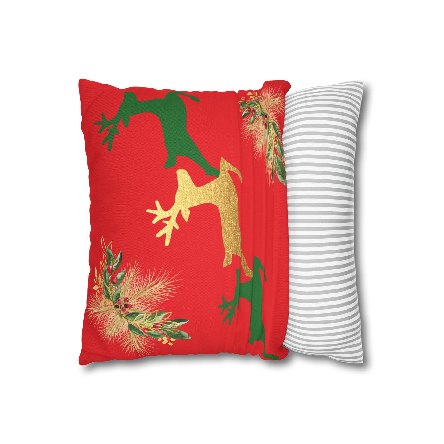 Reindeer Fun Green - Square Pillowcase - Various Sizes