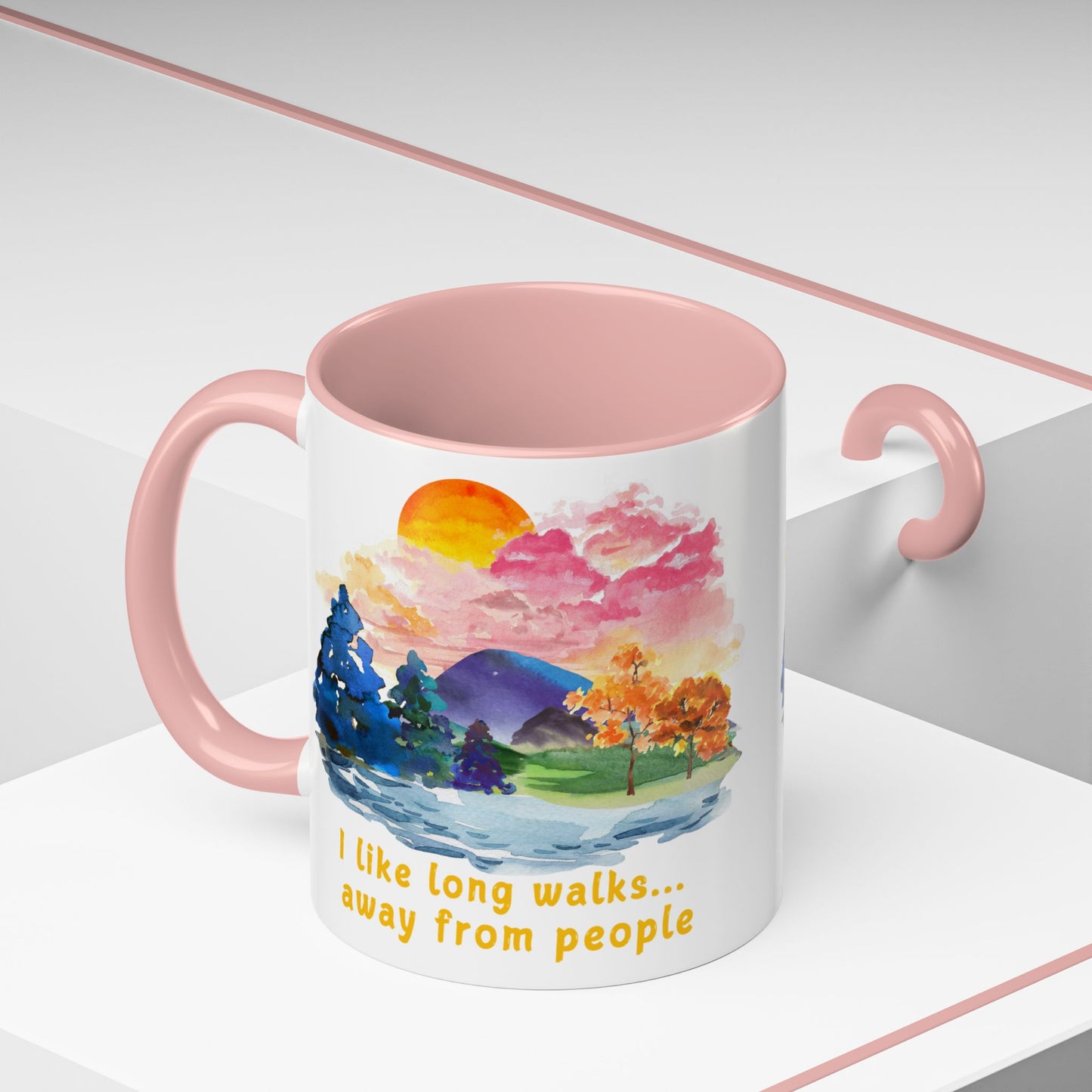 Long Walks Away From People - Accent Coffee Mug (11, 15oz)