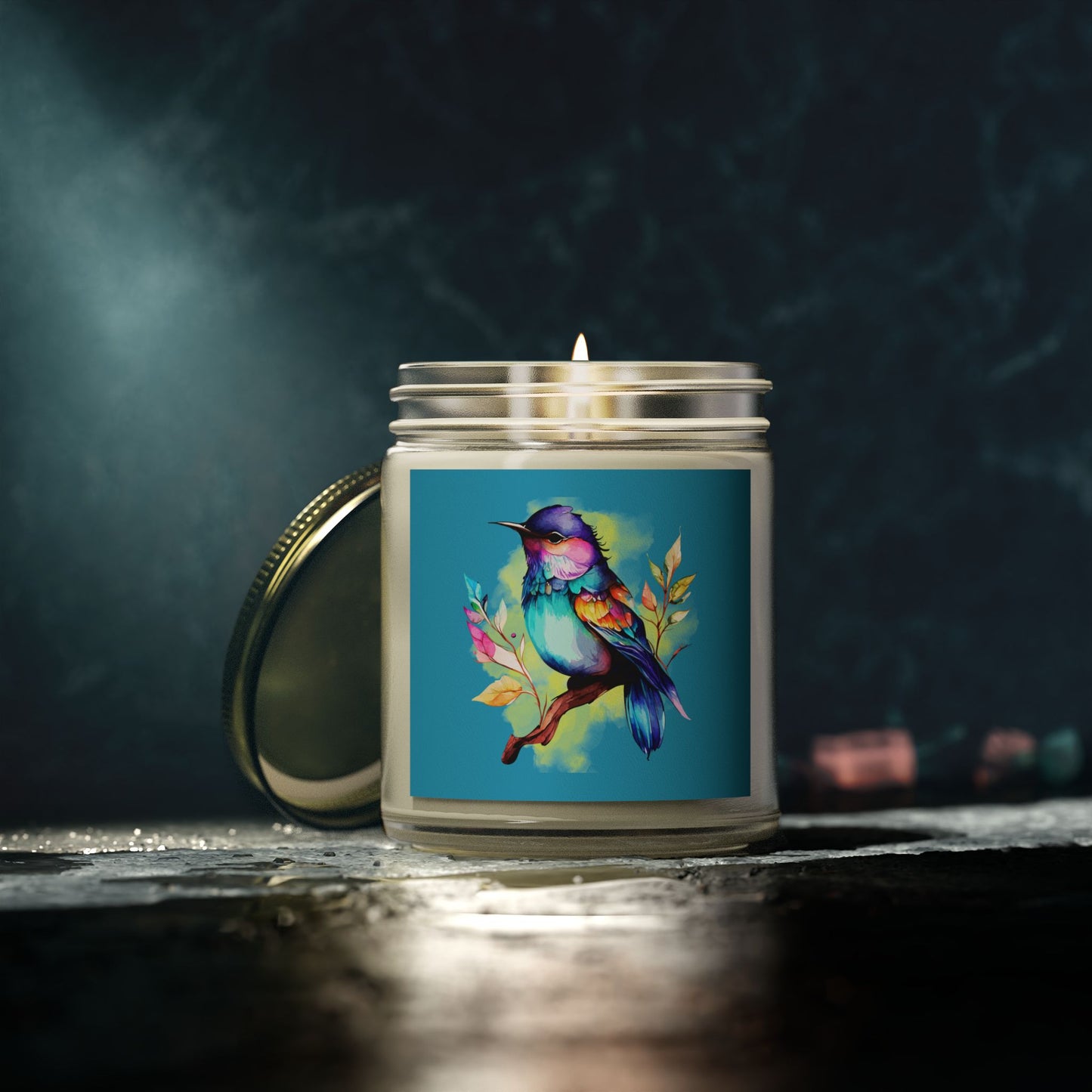 Beautiful Watercolor Bird - Scented Coconut Apricot Candles (4oz, 9oz)